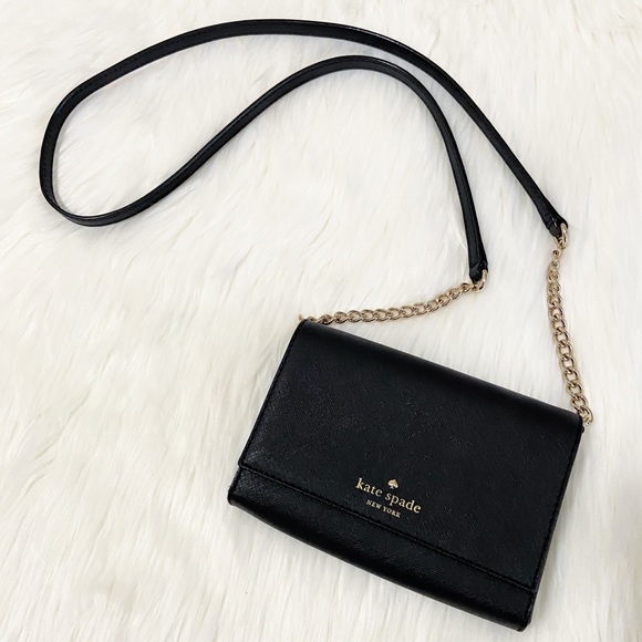 kate spade Bags Kate Spade Small Black Gold Chain Crossbody Bag